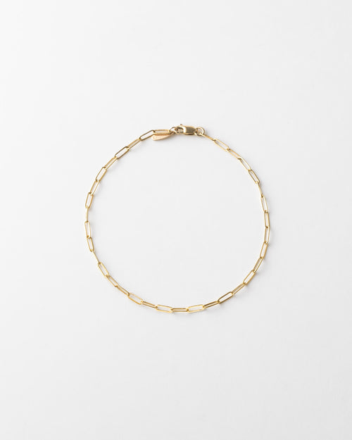 Solid Gold Dainty Paperclip Chain Bracelet