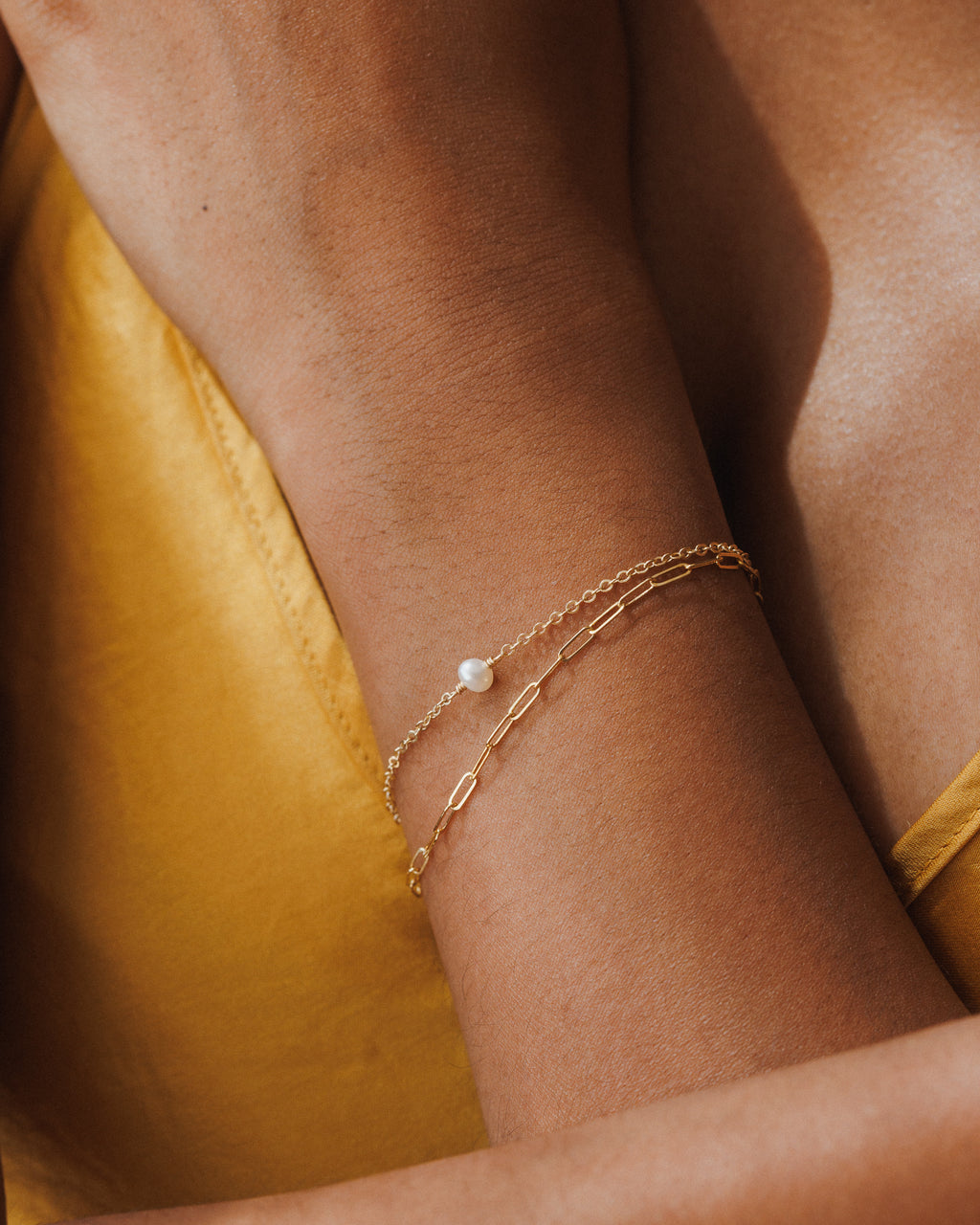 Solid Gold Dainty Paperclip Chain Bracelet