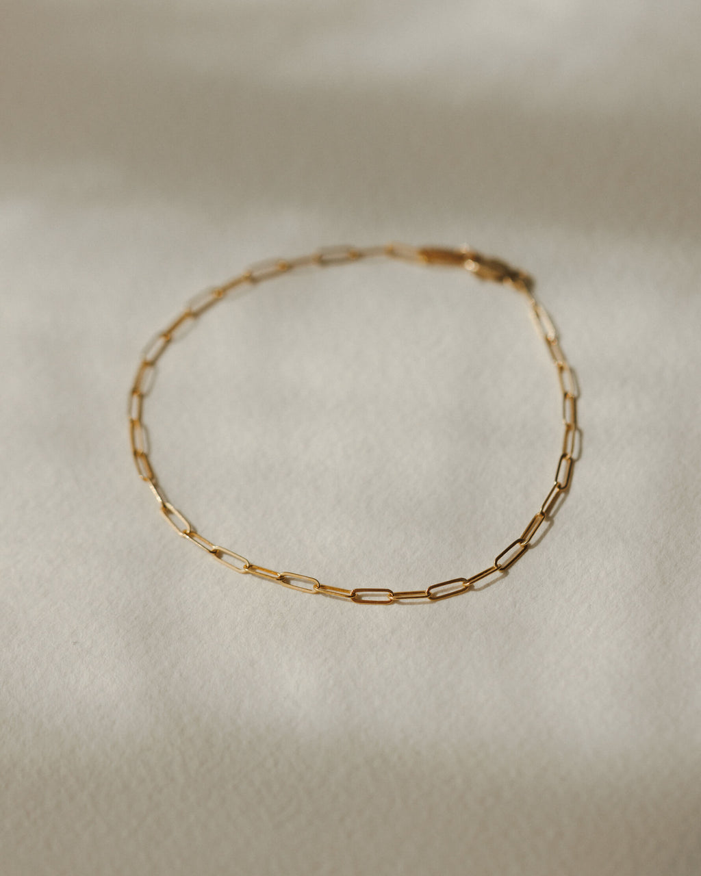 Solid Gold Dainty Paperclip Chain Bracelet