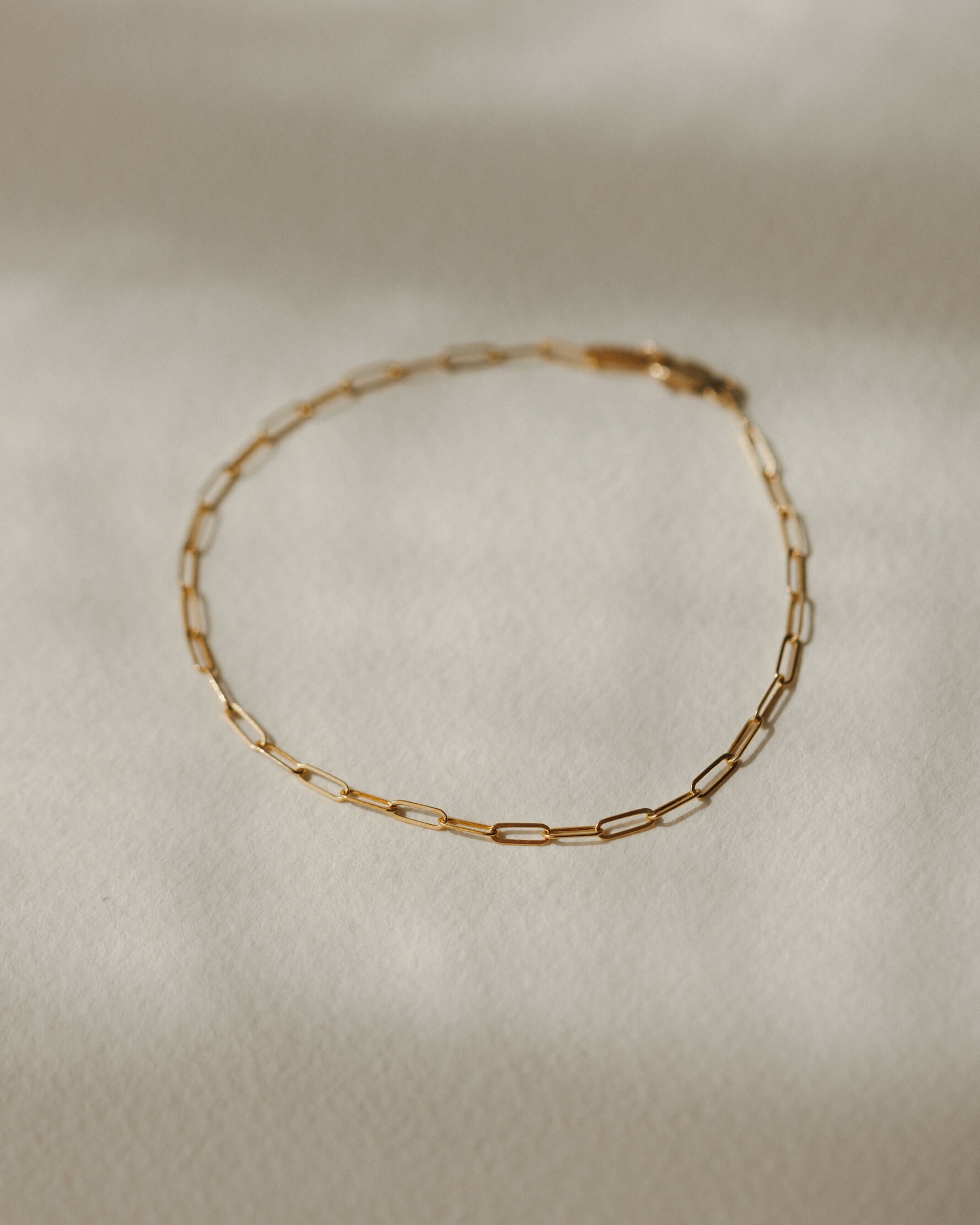 Solid Gold Dainty Paperclip Chain Bracelet