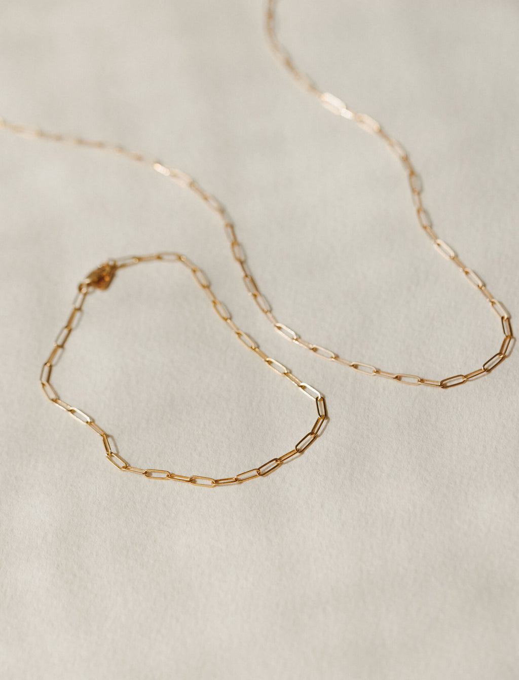 Solid Gold Dainty Paperclip Chain Bracelet