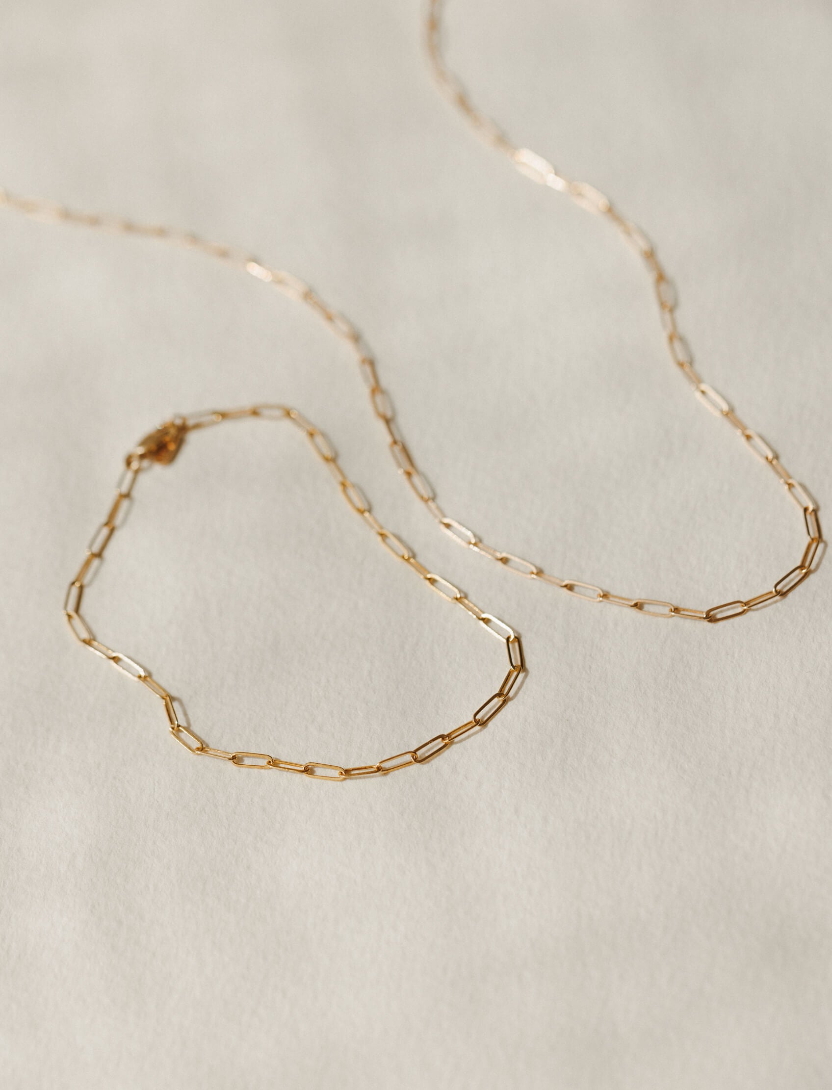 Solid Gold Dainty Paperclip Chain Bracelet