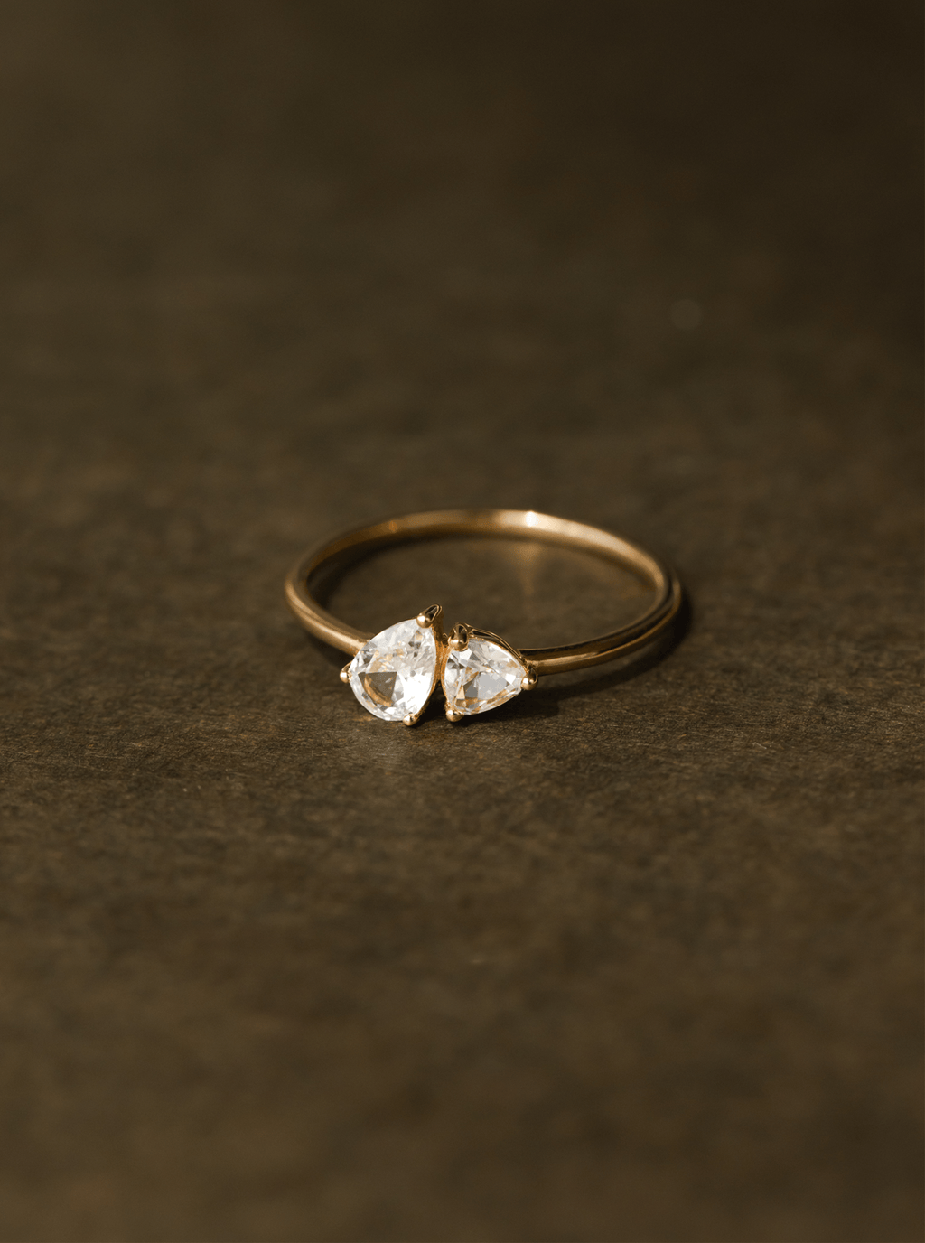 White Sapphire Toi et Moi Ring