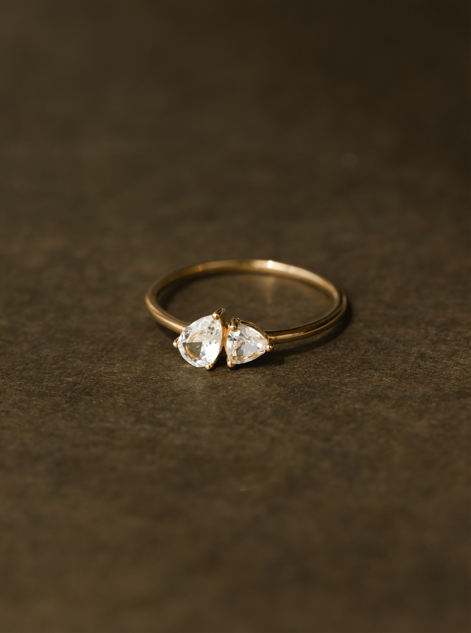 White Sapphire Toi et Moi Ring