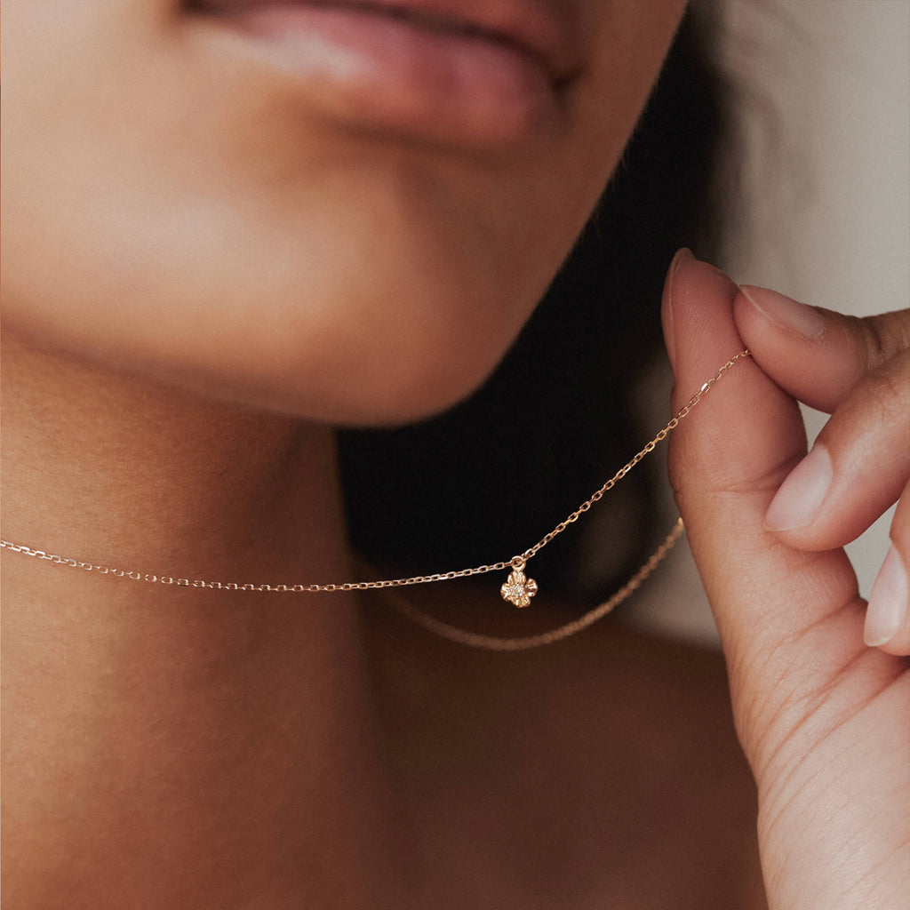 Birth Flower Solitaire Necklace
