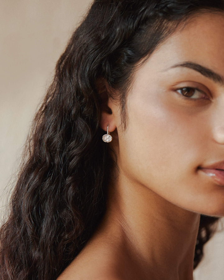 Medallion White Sapphire Earrings
