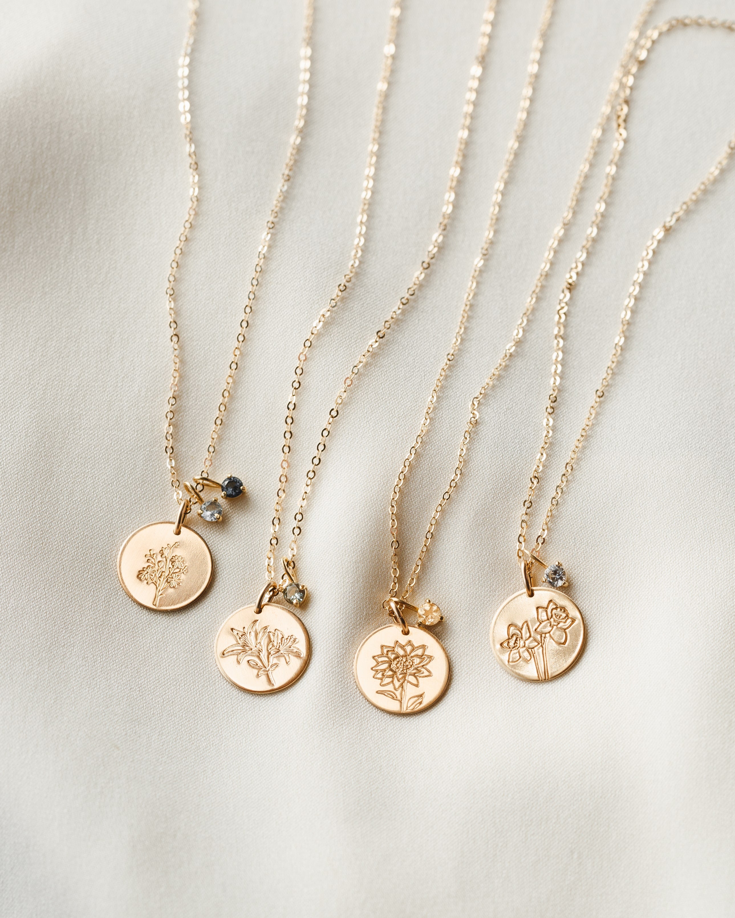 Solid Gold Kindred Birthstone Necklace