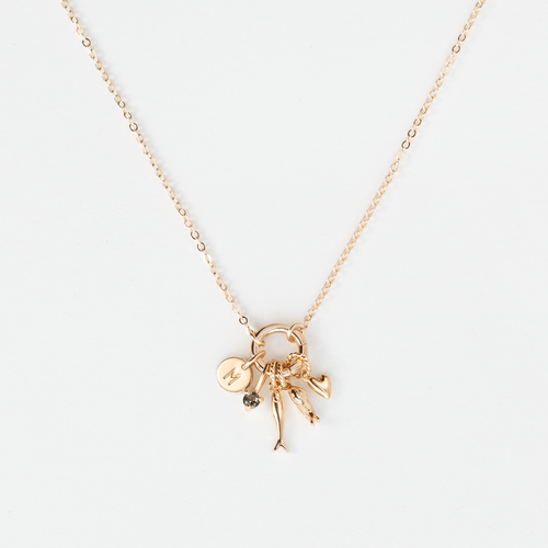 Solid Gold Charm Holder Necklace