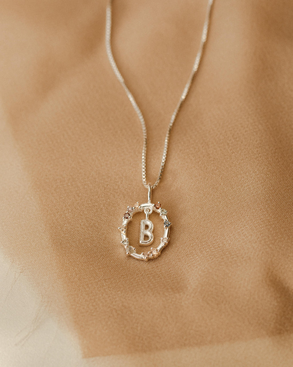 Gemstone Frame Initial Pendant