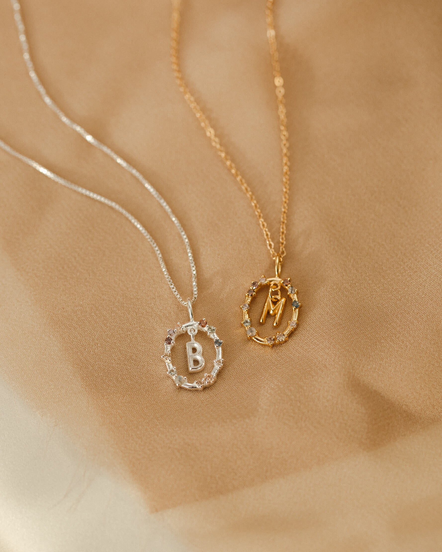 Gemstone Frame Initial Pendant