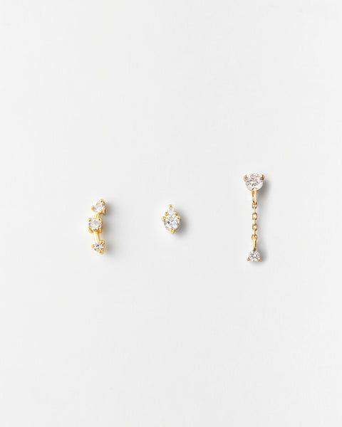 ◇Monday Edition◇ [SET] Star Orbit Earrings +Fleeting Light Diamond Lightning Bolt & Star Stud Earrings - Nuha Jewelers