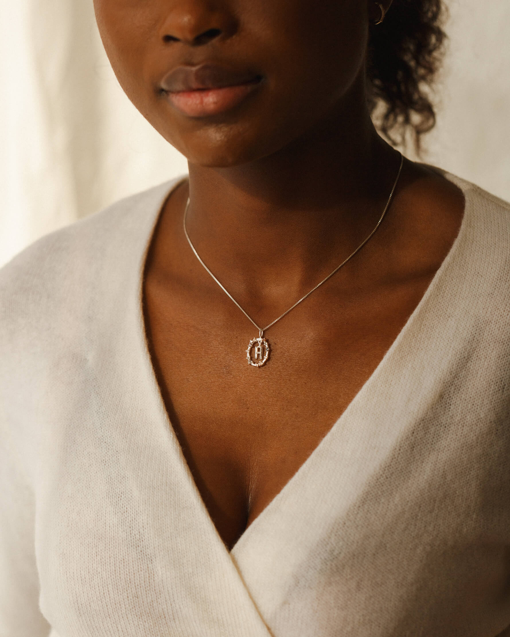 Gemstone Frame Initial Pendant