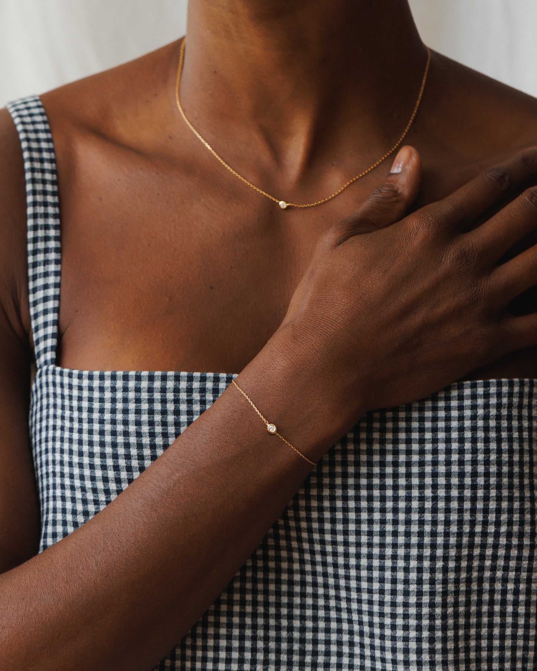 Gaia White Sapphire Solitaire Bracelet — GLDN - Main Image