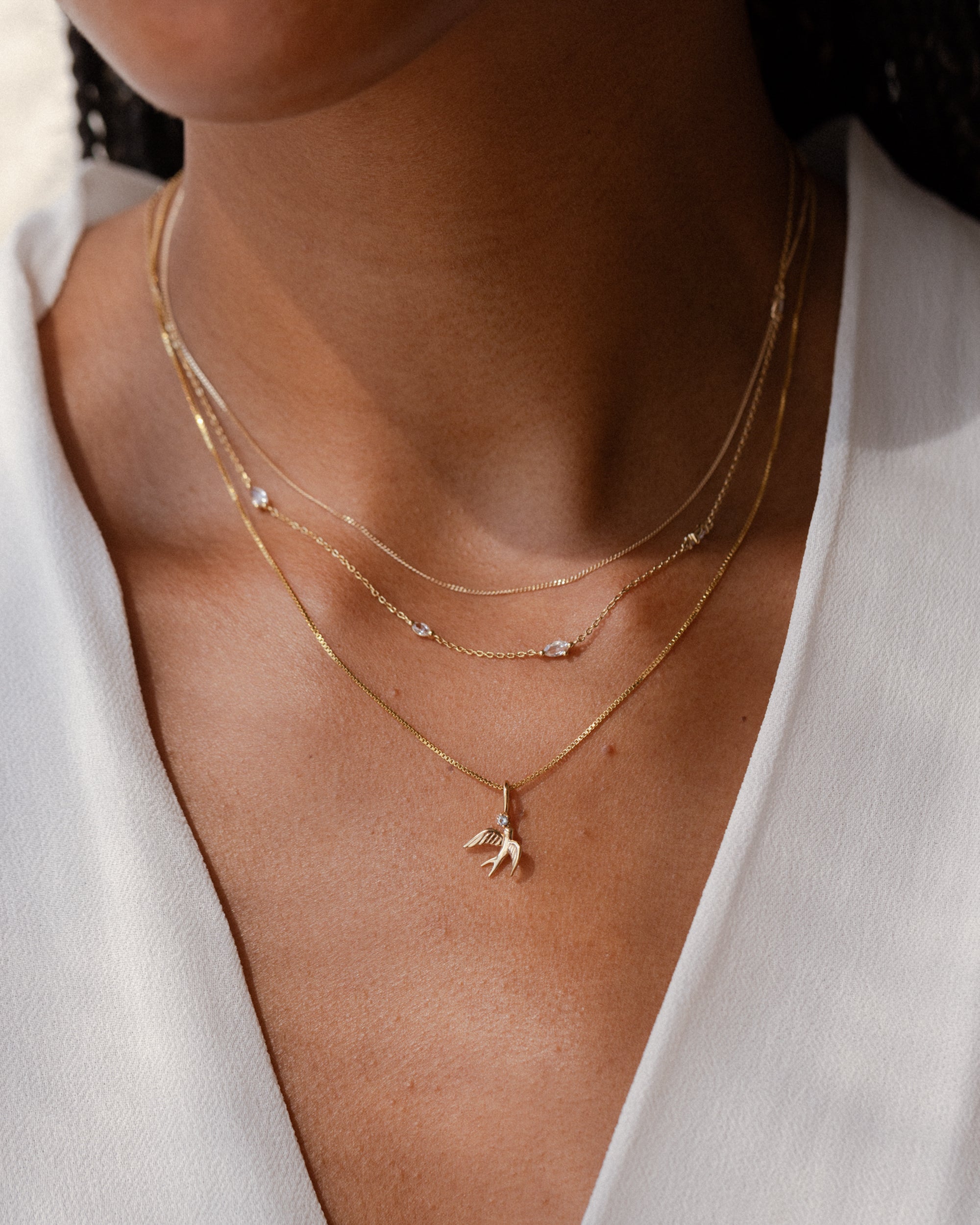 White Sapphire Leaflet Necklace