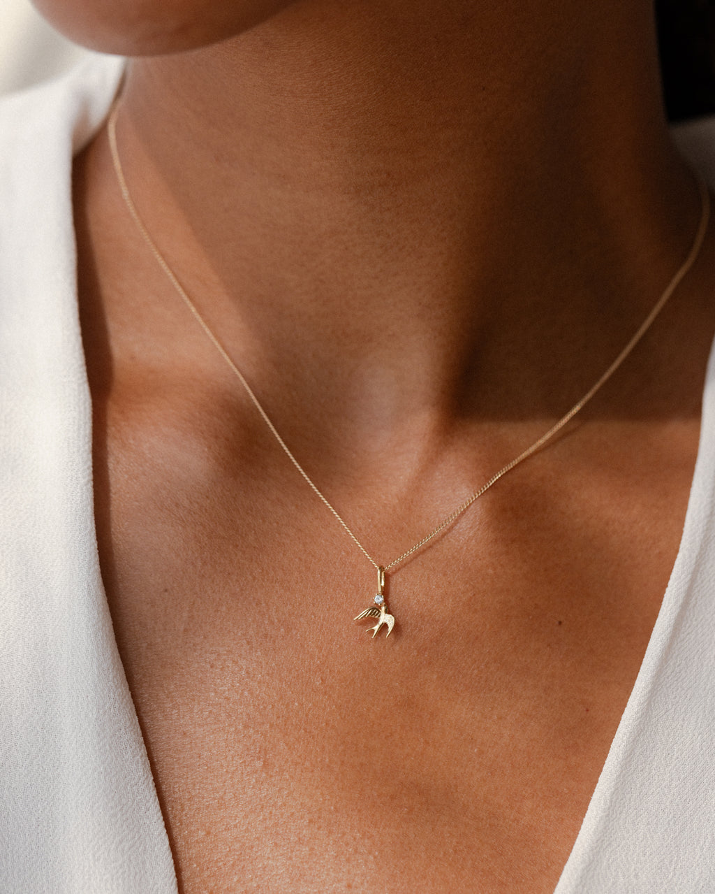 Solid Gold Swallow Charm