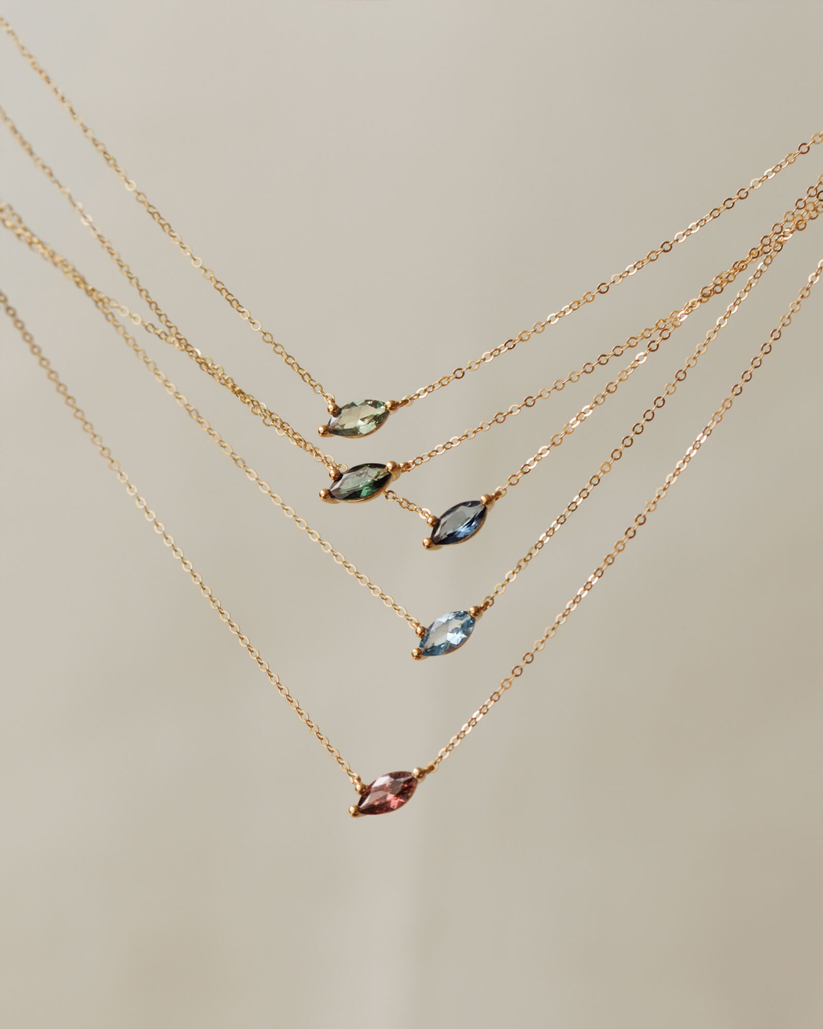 Aura Birthstone Marquise Necklace