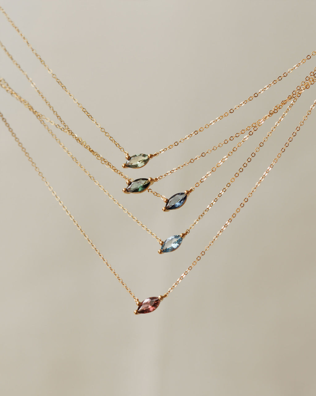 Aura Birthstone Marquise Necklace