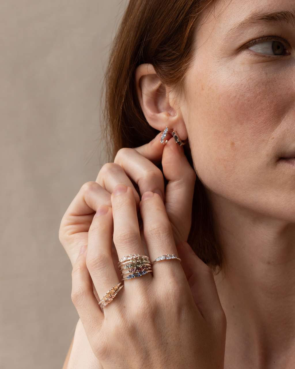 Aura Birthstone Marquise Hoops
