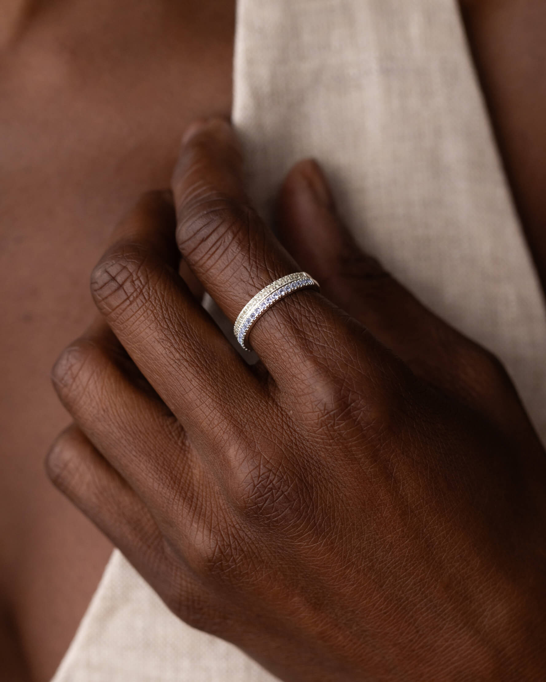 Silver Aura Birthstone Stacking Ring