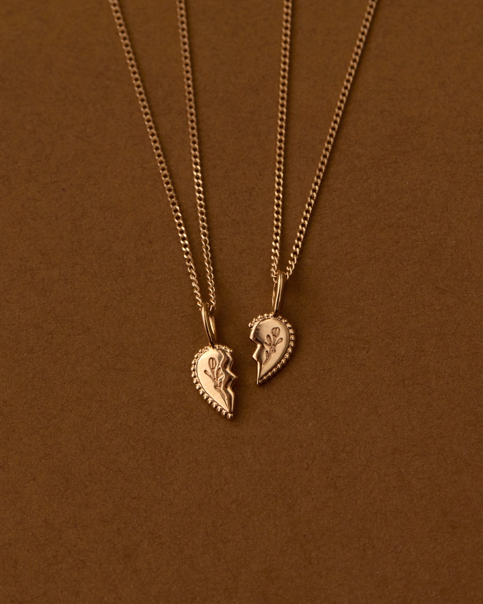 Solid Gold Shared Heart Necklace