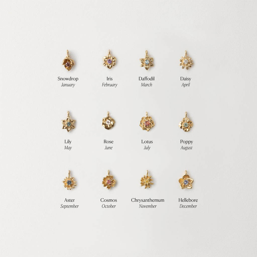 Birth Flower Solitaire Necklace
