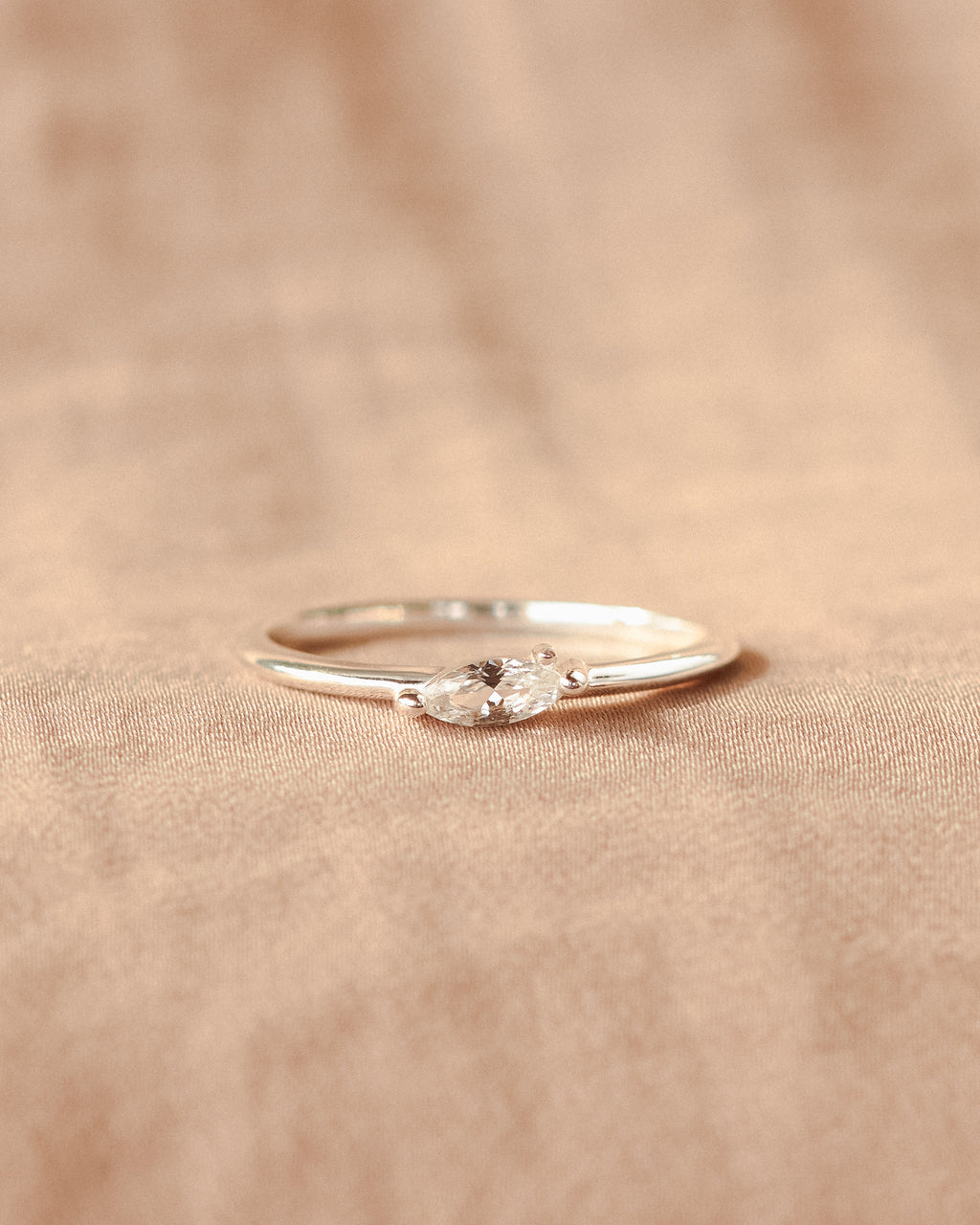 White Sapphire Leaflet Ring
