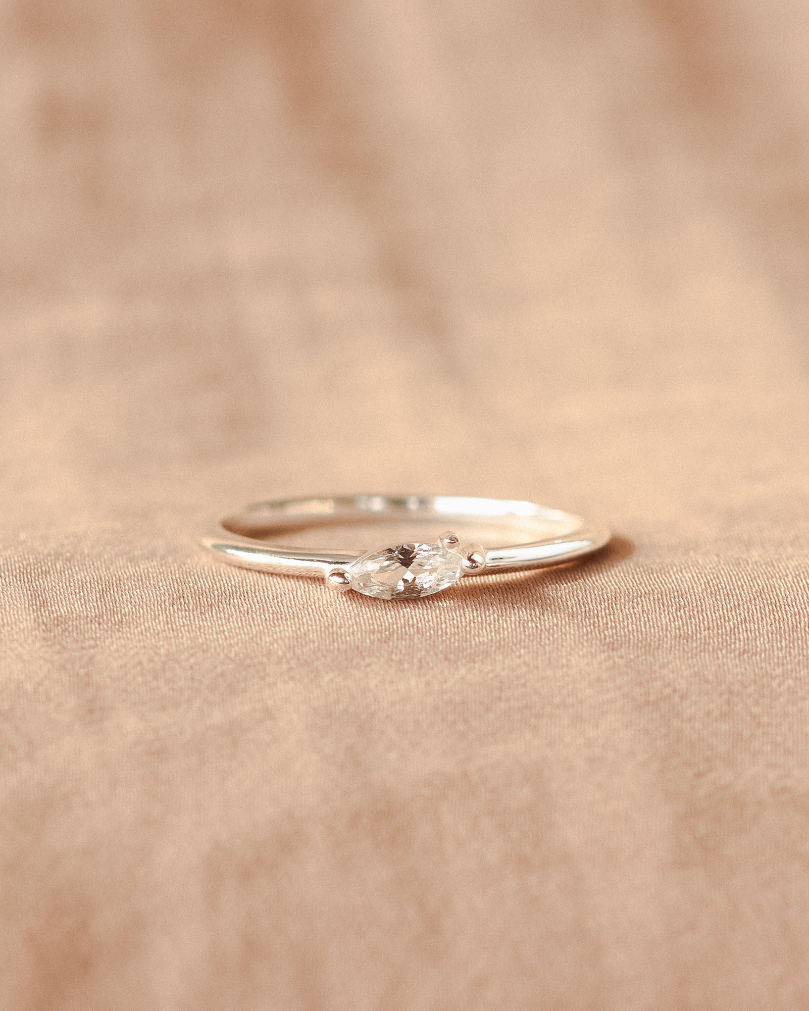 White Sapphire Leaflet Ring