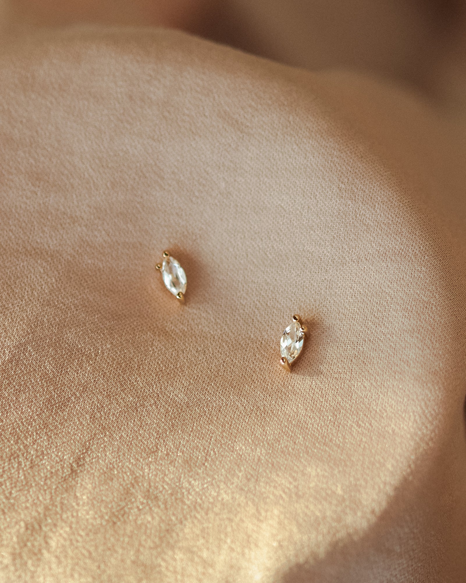 White Sapphire Leaflet Studs