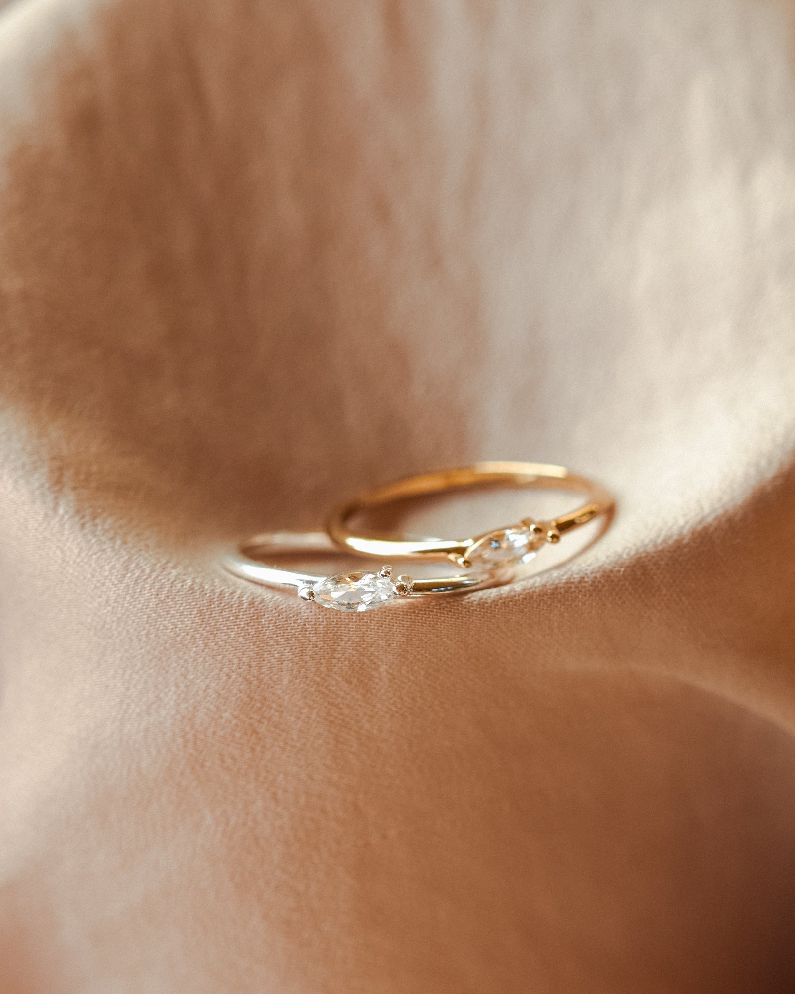 White Sapphire Leaflet Ring