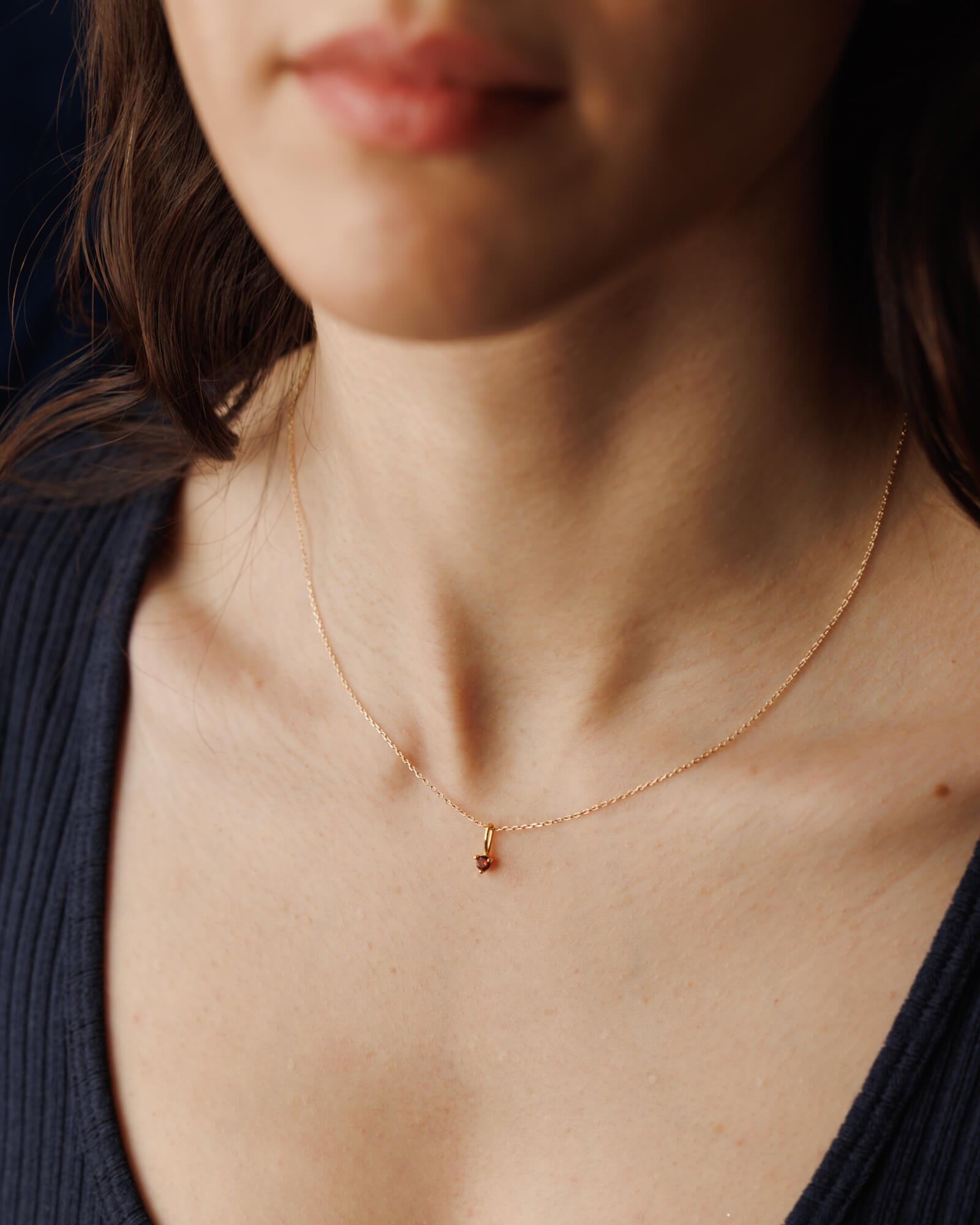 Solid Gold Aura Birthstone Charm Necklace