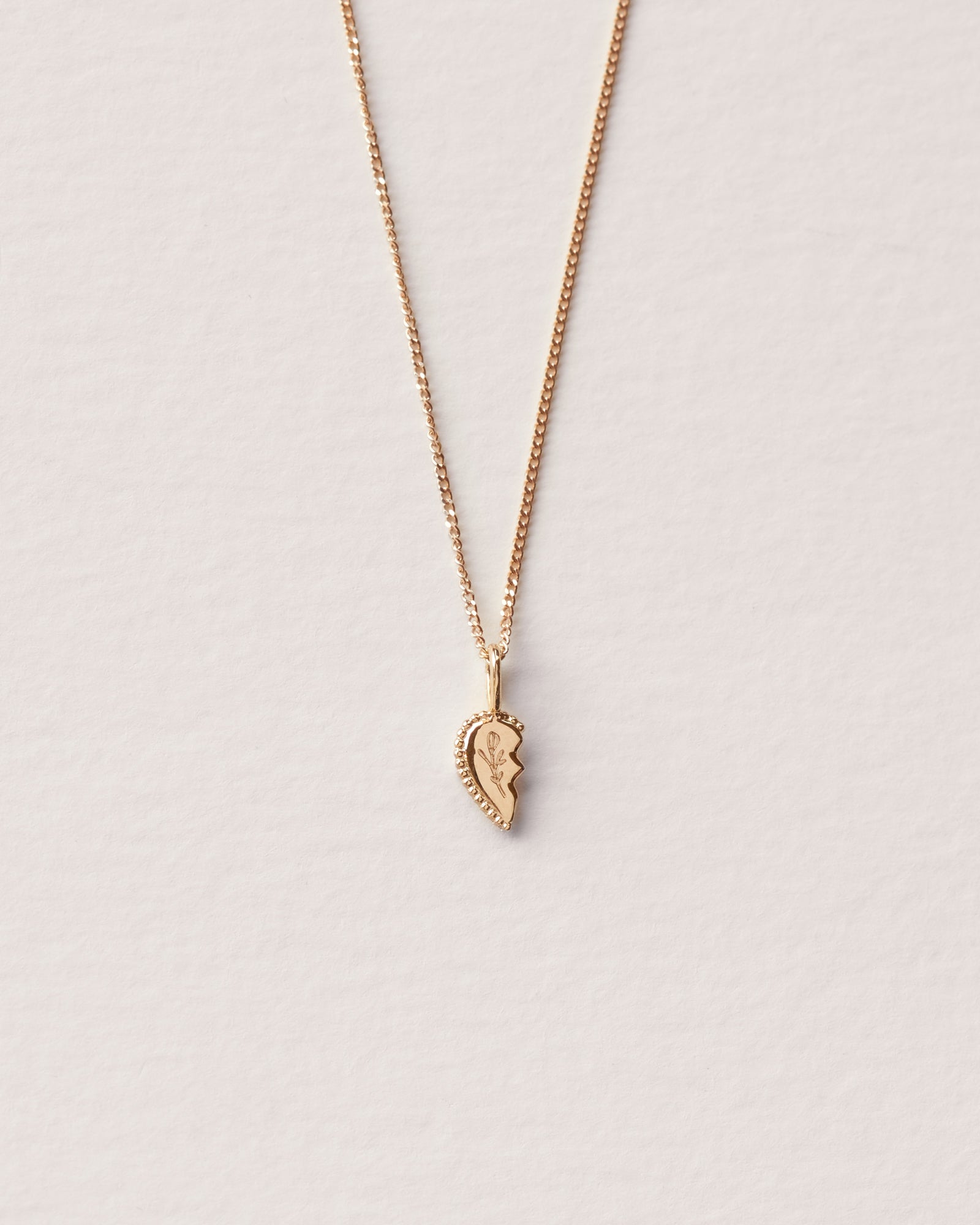 Solid Gold Shared Heart Necklace