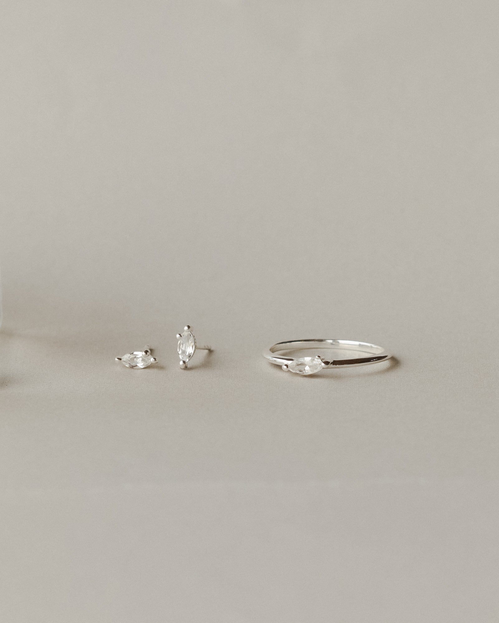 White Sapphire Leaflet Studs