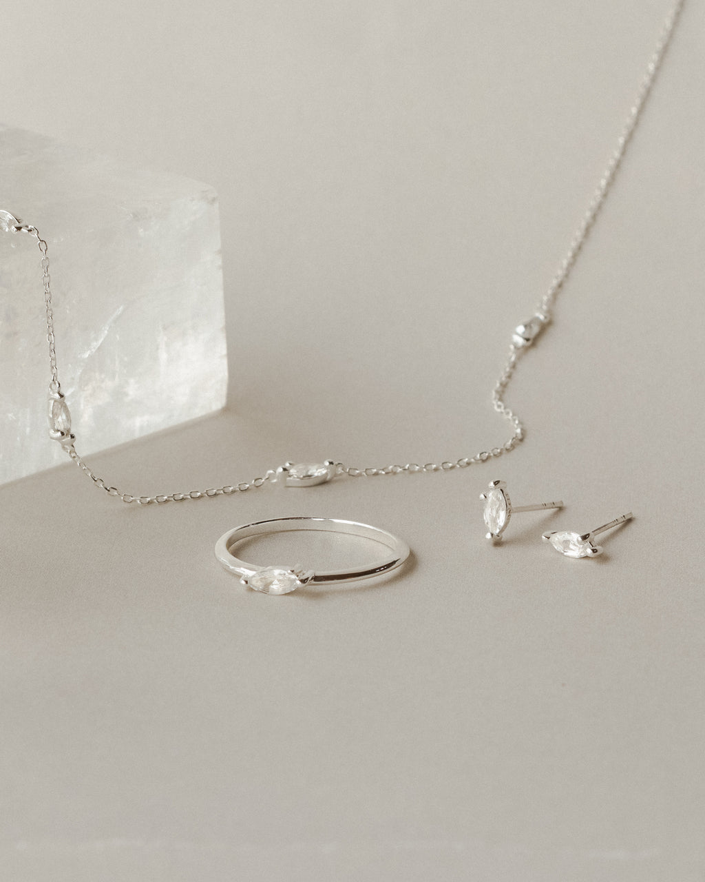 White Sapphire Leaflet Necklace