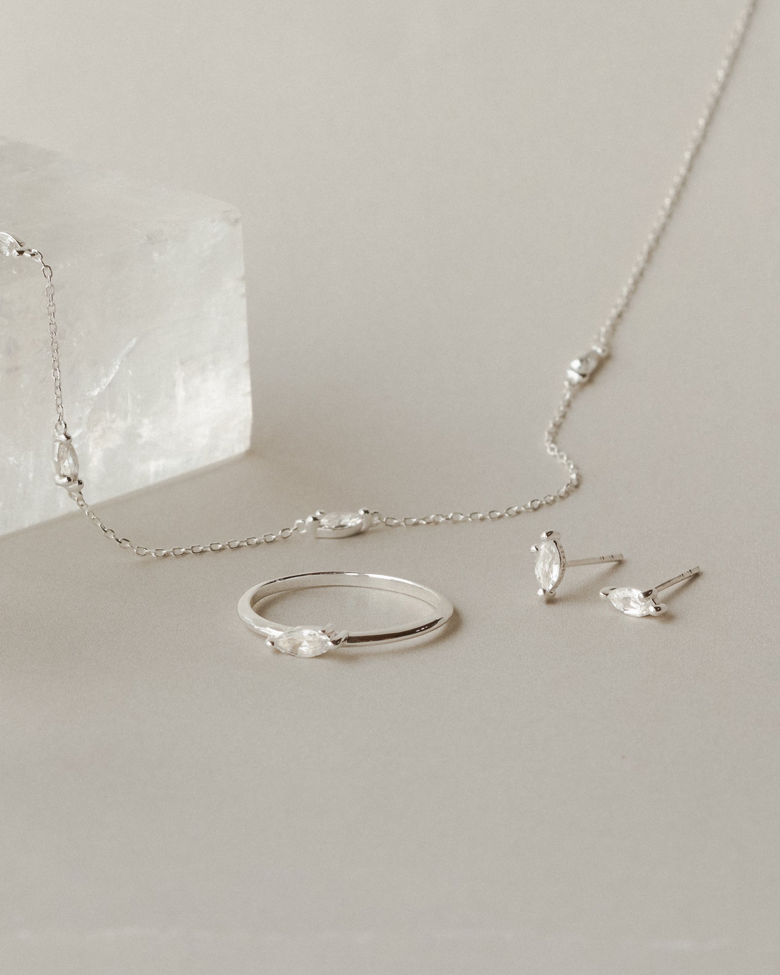 White Sapphire Leaflet Necklace