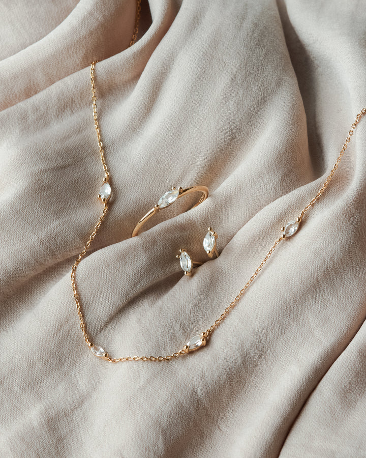 White Sapphire Leaflet Necklace