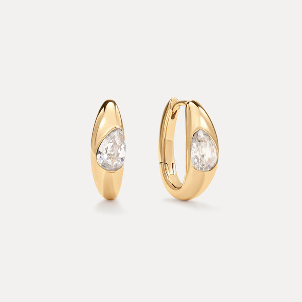 White Sapphire Zephyr Hoops — GLDN