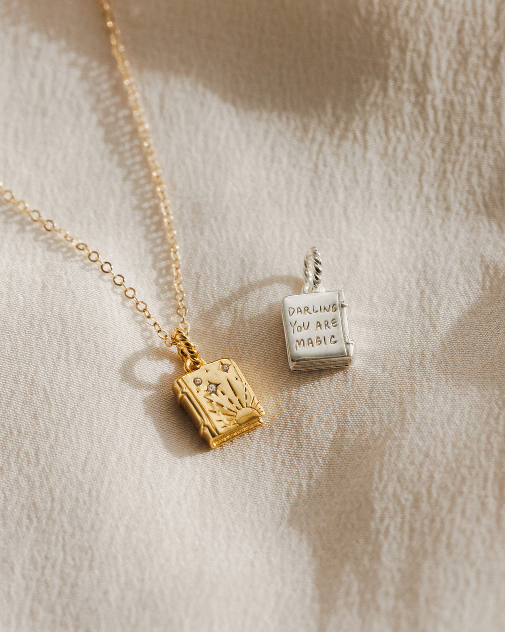 Dainty book charm jewelry