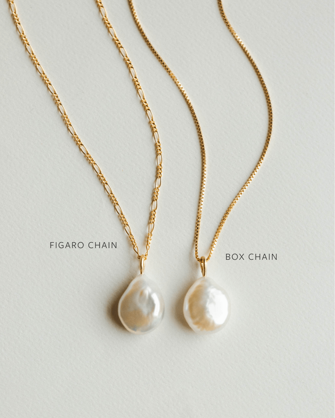 GLDN baroque pearl necklace with 14k gold chains.