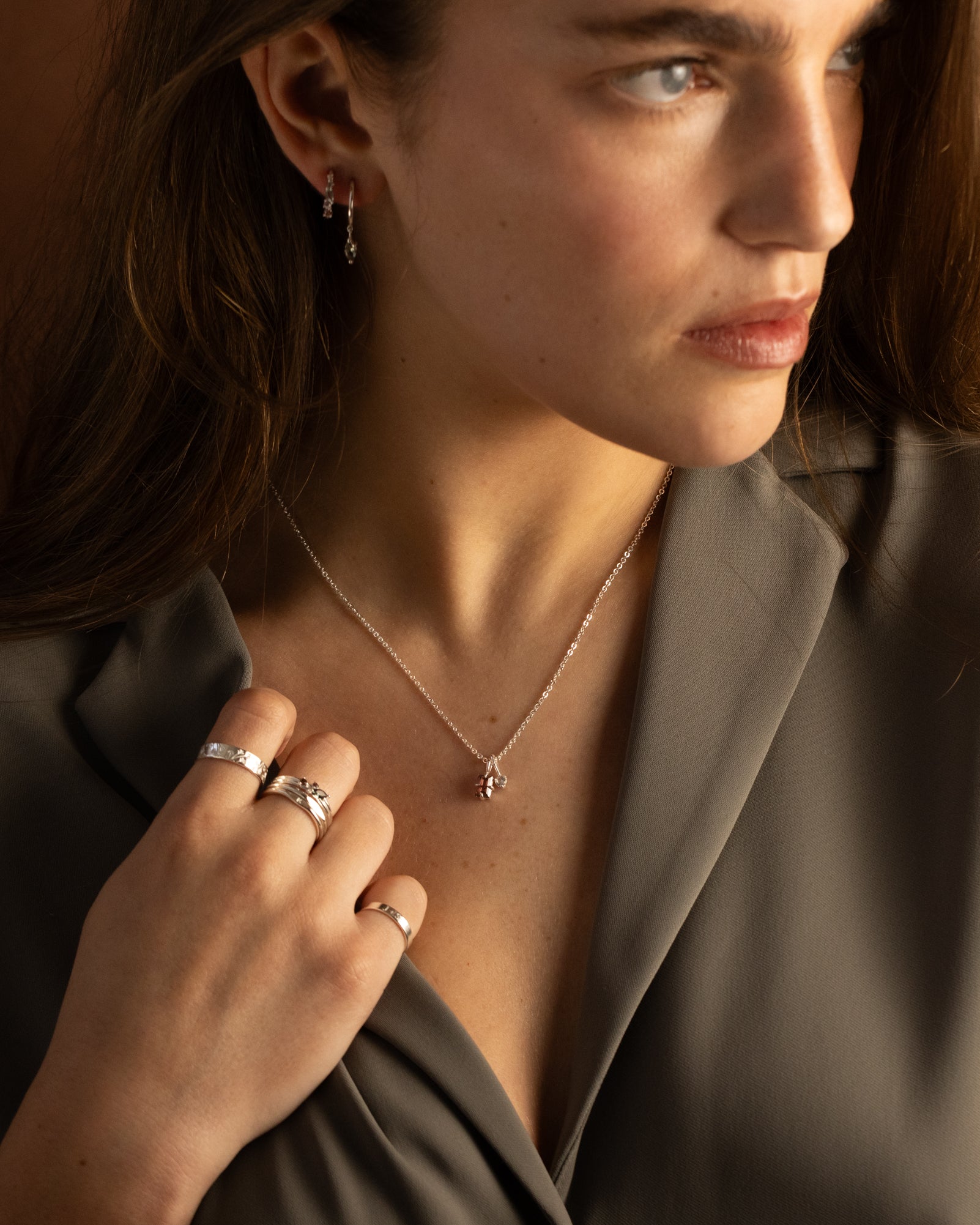 Silver Toi et Moi Necklace