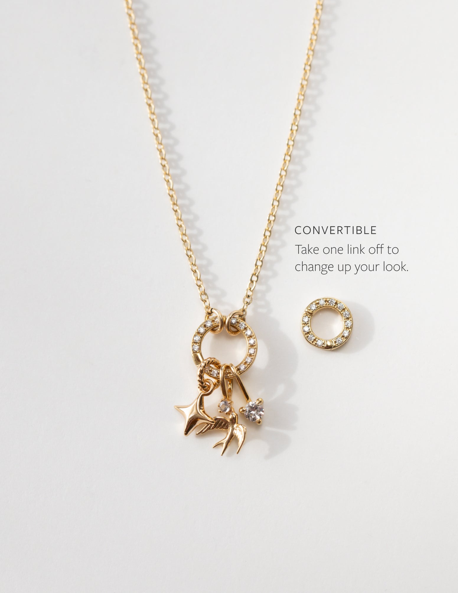 Pavé Duo Charm Holder Necklace