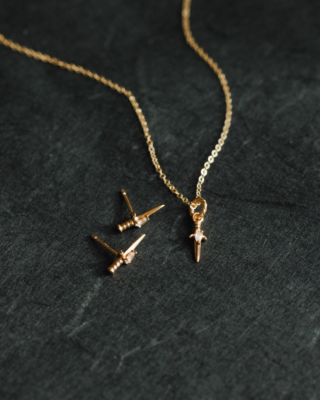 Moonstone Dagger Studs