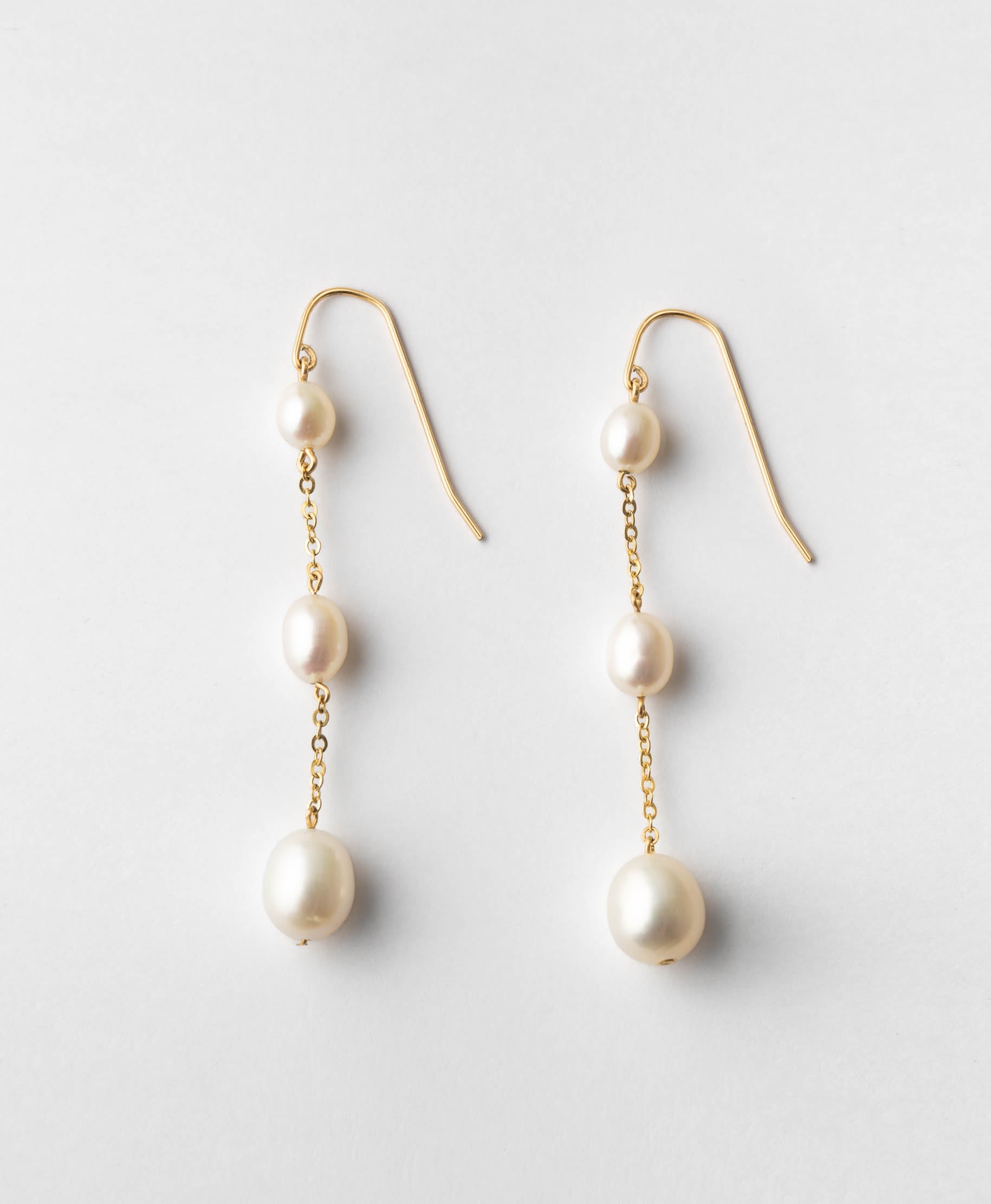 Trinity Pearl Drop Earrings — GLDN
