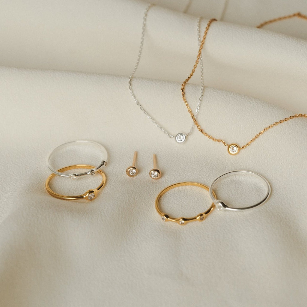Gaia White Sapphire Trilogy Ring