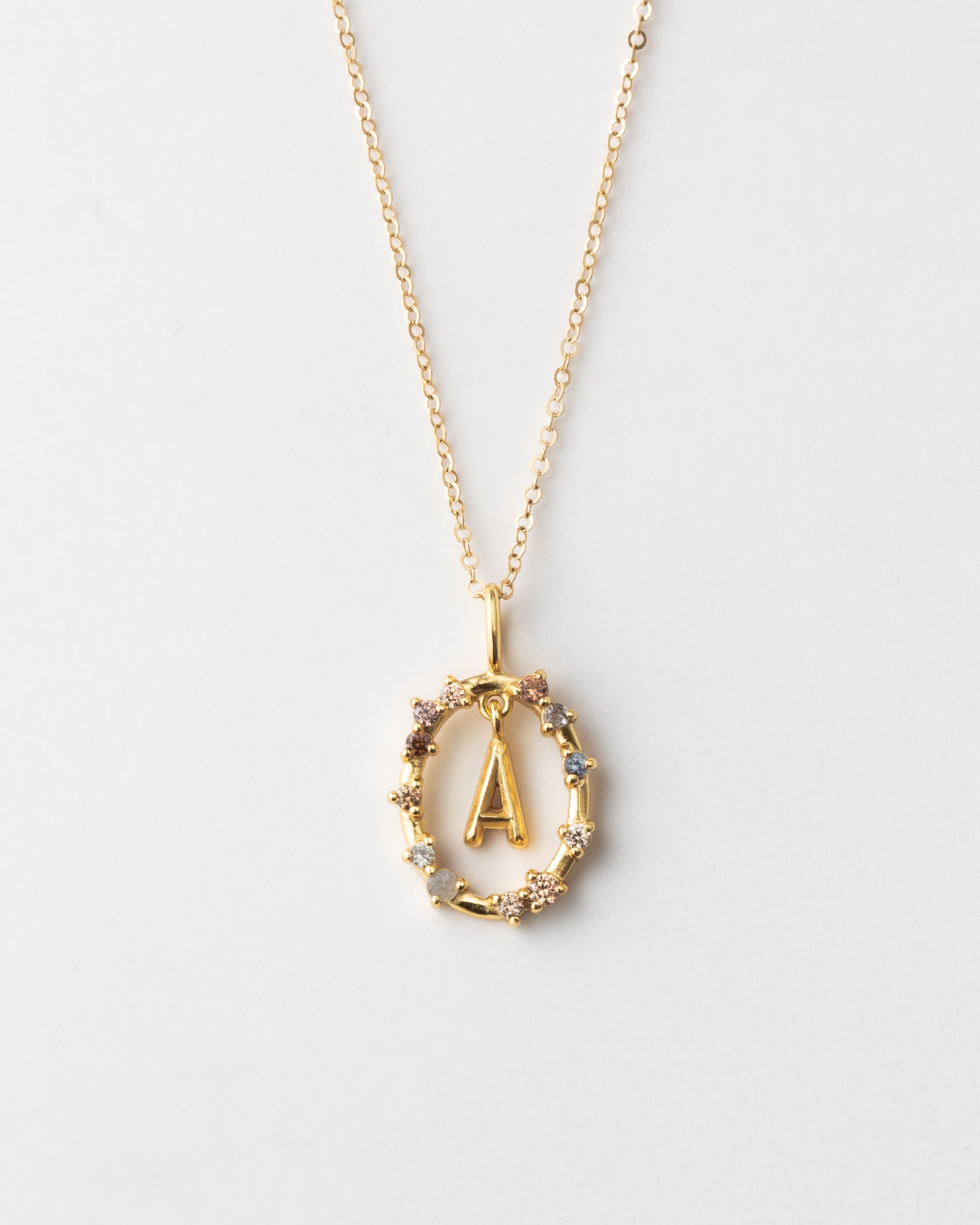 Gemstone Initial Pendant — GLDN