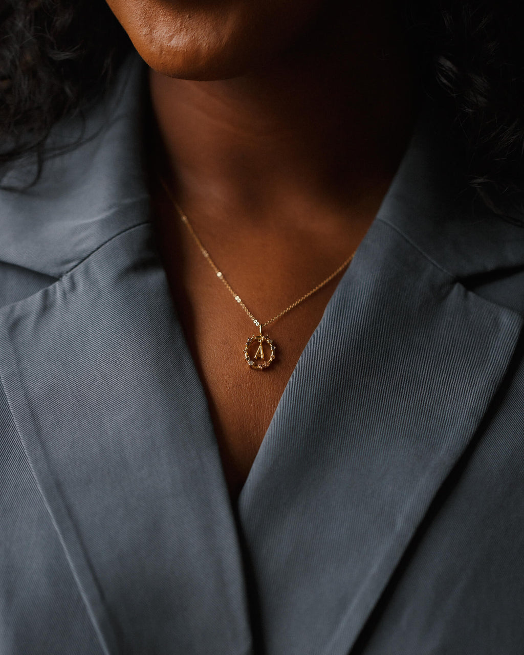 Gemstone Frame Initial Pendant