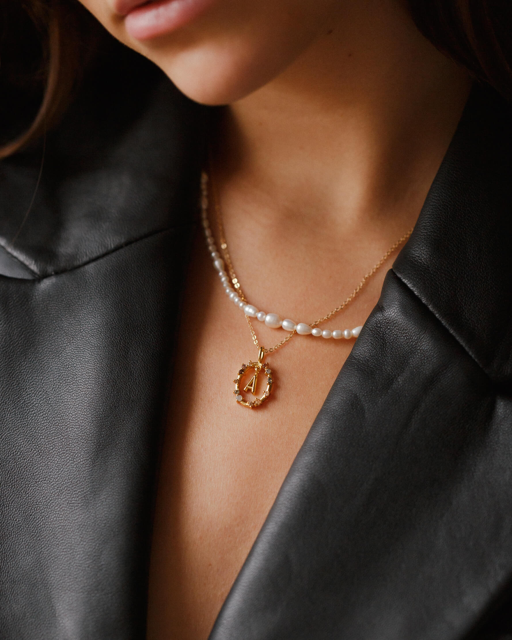 Gemstone Frame Initial Pendant