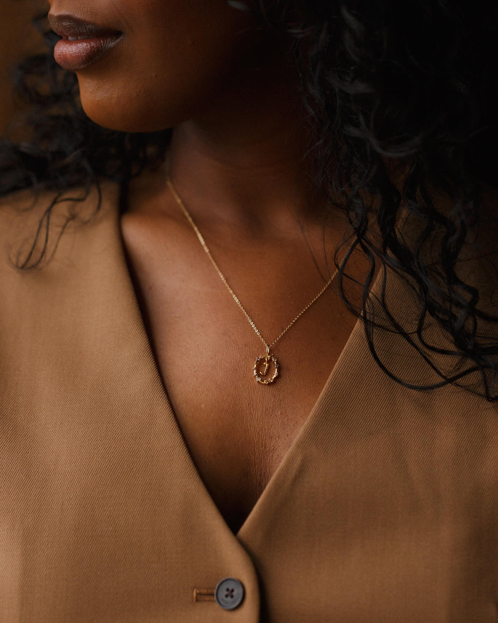Gemstone Frame Initial Pendant