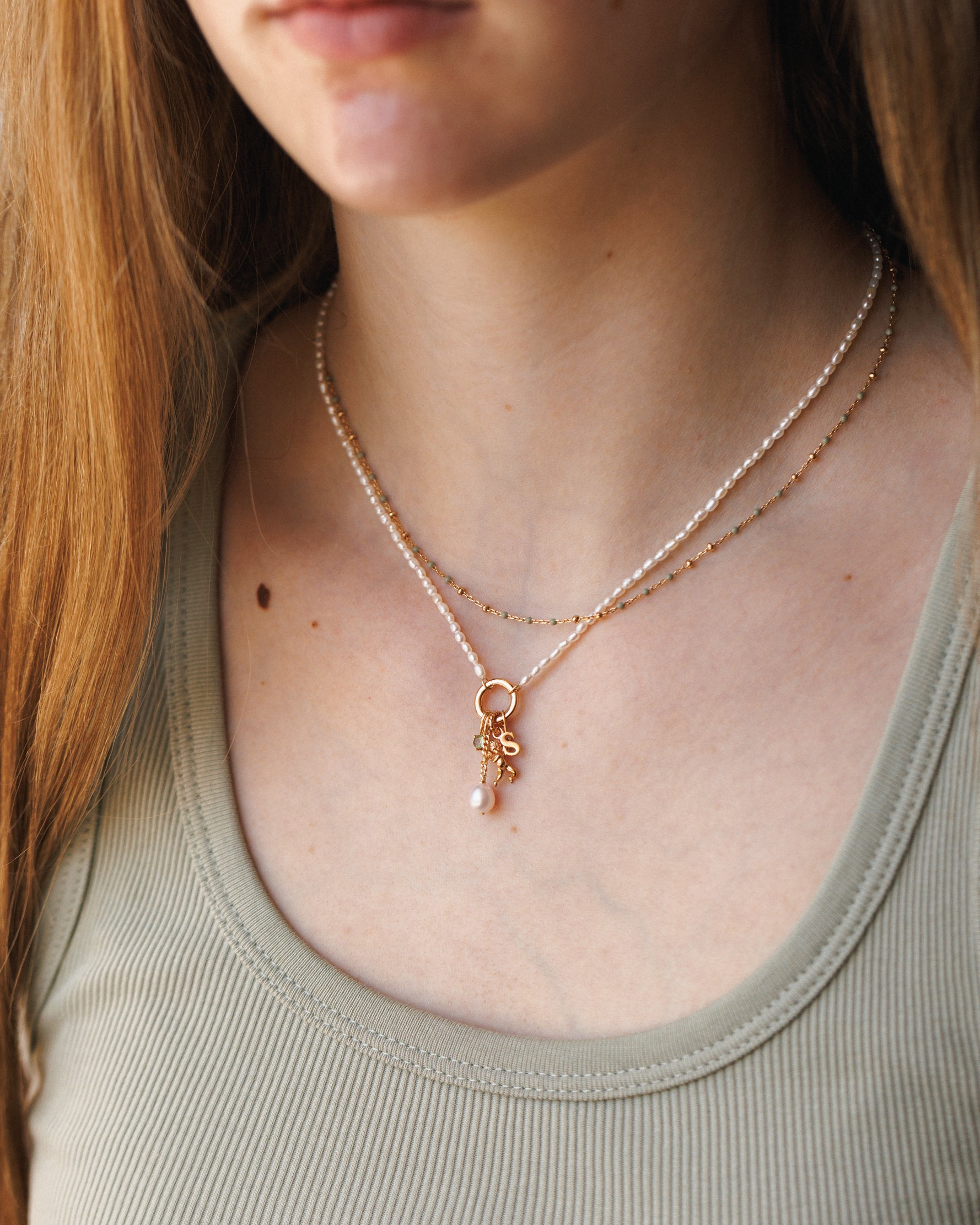 Pearl Charm Holder Necklace