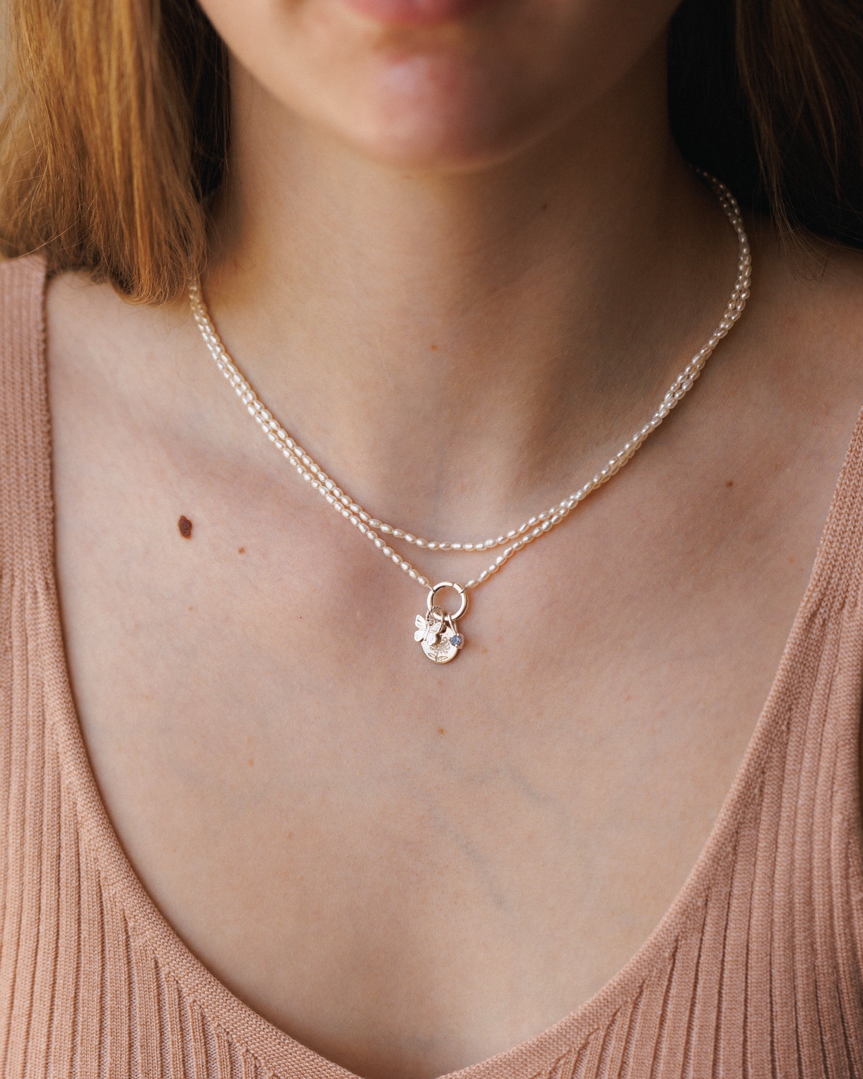 Pearl Charm Holder Necklace