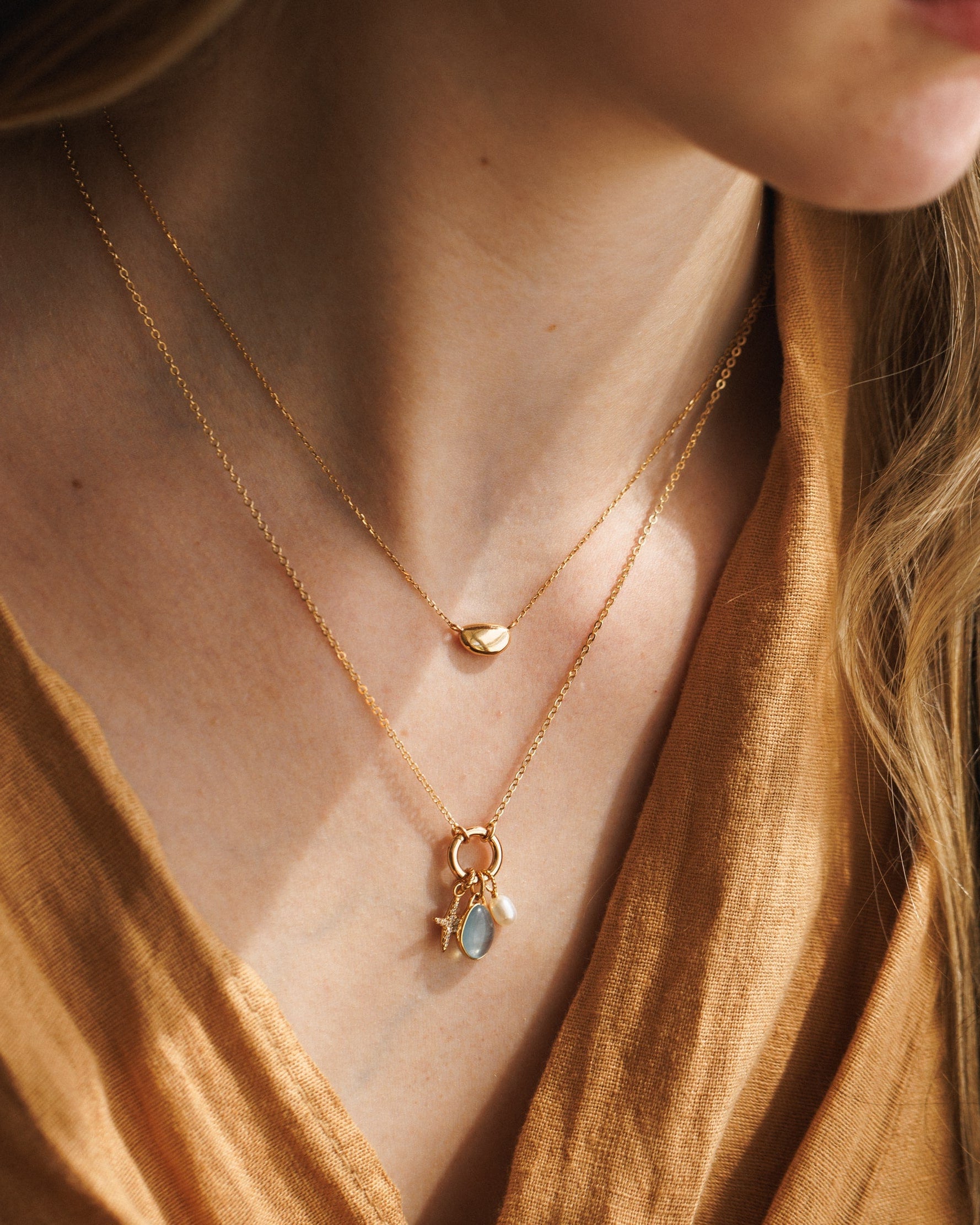 Solid Gold Lagoon Gem Necklace